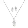 'Lottie' Pearl Necklace Set with Round Cubic Zirconia Trio thumbnail