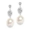 'Sophie' Pearl Earrings with Sparkly Rhinestone Crystal Balls - Ivory Pearls thumbnail