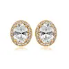 'Olivia' Classic Oval Shaped Crystal Halo Bridal Earrings In Gold thumbnail
