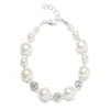 'Sophie' Pearl Wedding Bracelet with Rhinestone Crystal Balls - Ivory Pearls thumbnail