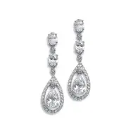 'Imogen' Dangle Earrings with Caged Cubic Zirconia Pear