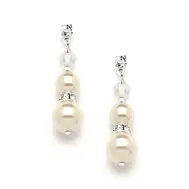 'Candice' Double Ivory Pearl Dangle Earrings