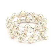 'Candice' Adjustable Coil Creme Ivory Pearl Wedding Bracelet