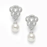 'Juliet' Cubic Zirconia Braided Event Earrings with Pearl Drop