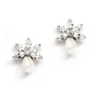 'Evie' Cubic Zirconia Earrings with Freshwater Pearls