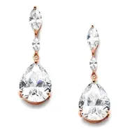 'Rachel' Rose Gold Marquis and Pear Drop CZ Earrings 