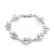 'Tilly' - Dainty Pearl and Crystal Bracelet in Silver