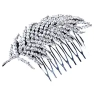 'Silver Feather' Rhinestone Hair Comb