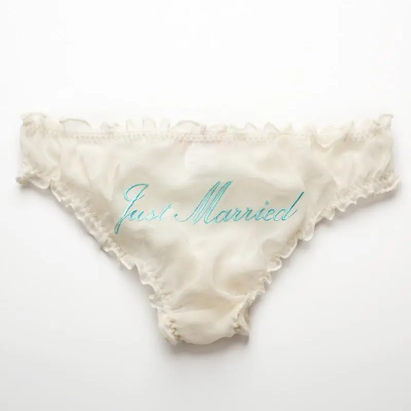 Just Married Ivory 'Silk Bridal Knickers' Decadently embroidered -  Accessories / Lingerie