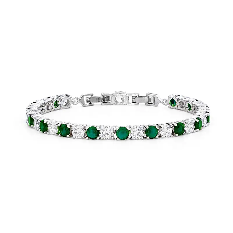 Emerald' Green and Clear Crystal Tennis Bracelet - Jewellery / Bracelets