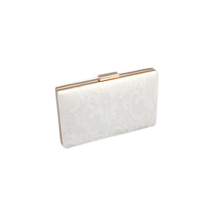 Pearlescent White lace & Gold trim clutch - Accessories / Clutches